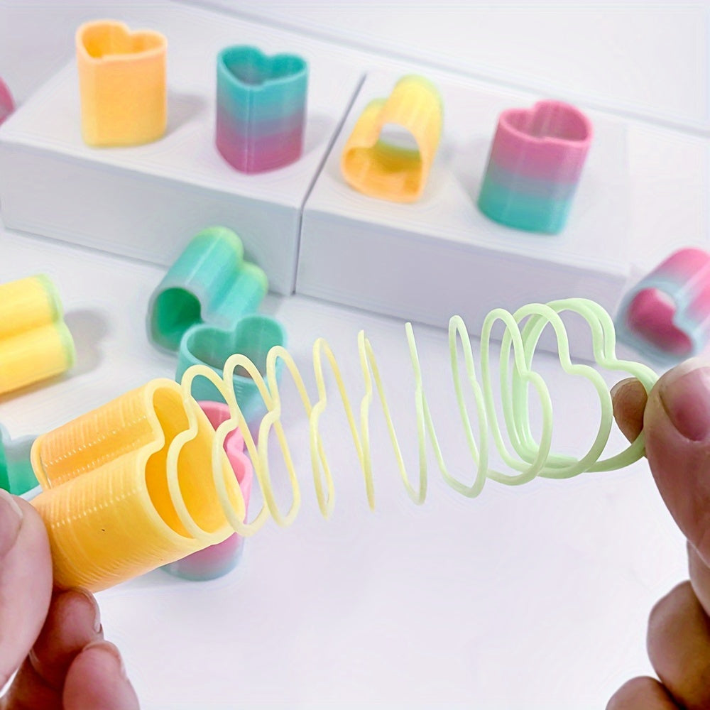 12pcs Love Heart Shape Mini Spring Rainbow Circle Small Toy Party Gift