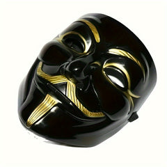 Men's Full Face Mask with Golden Mustache PVC Material