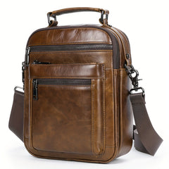 Casual Men's Leather Messenger Bag Shoulder Bag with Multiple Pockets