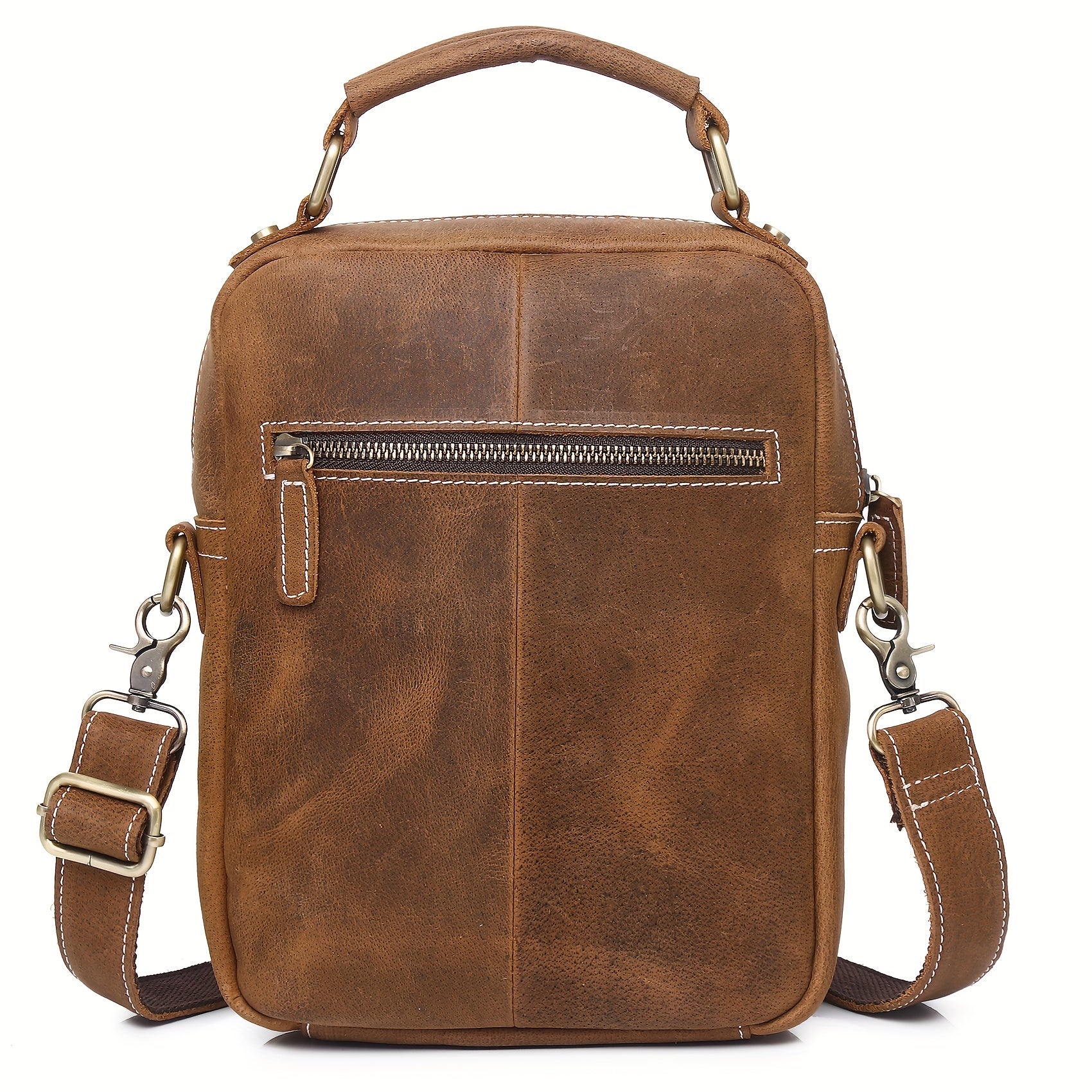 Classic Vintage Leather Messenger Bag Adjustable Strap Crossbody Shoulder Bag