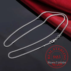 16-30 inch Thin 925 Sterling Silver 2mm Side Chain Necklace for Women Girls Kids