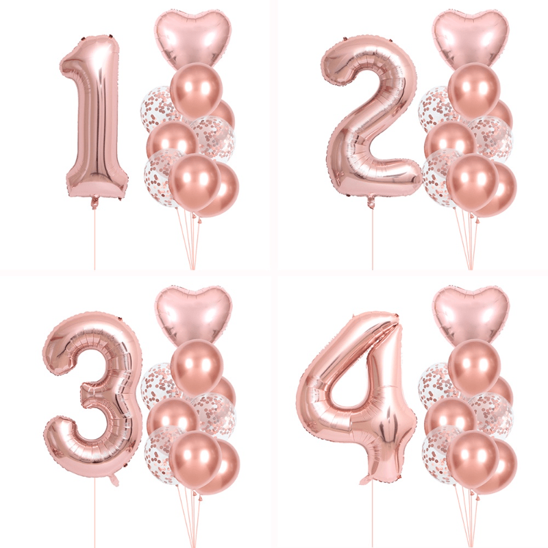 10 Pack Rose Golden Birthday Number Set for Parties Celebrations
