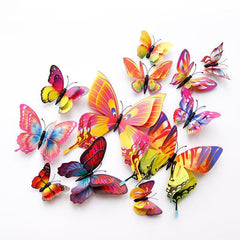 12pcs 3D Double Layer Butterfly Stickers Refrigerator Self-adhesive Magnet