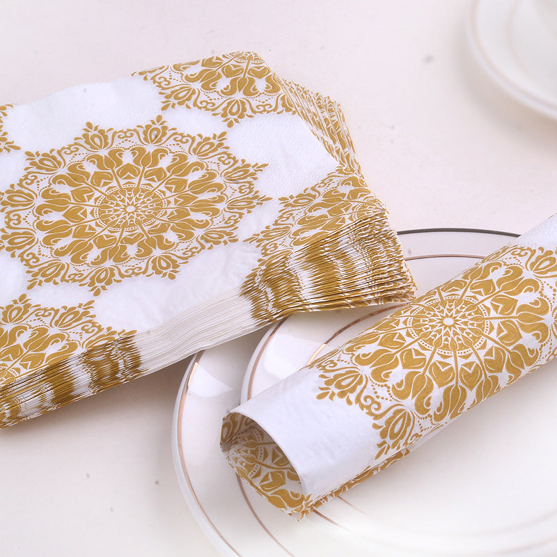 20 Golden Napkin Placemats for Hotel Banquets & Parties