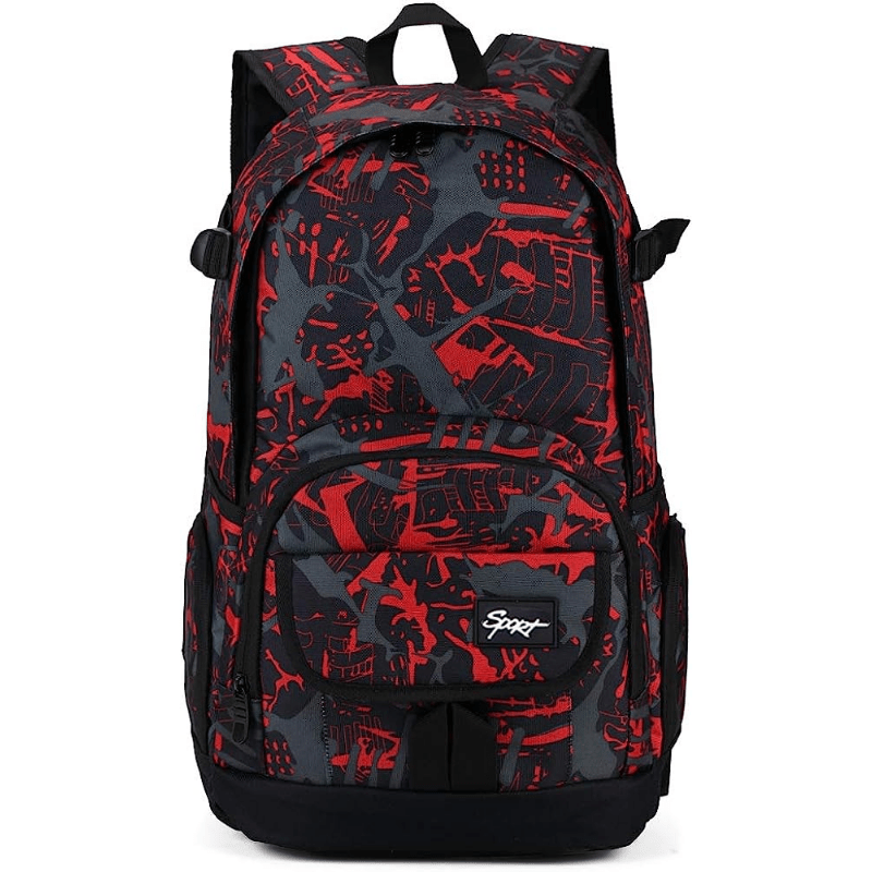 School Backpack Lightweight Red Camouflage Bag