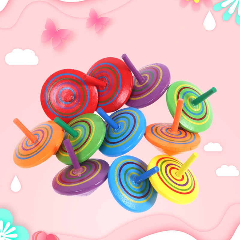 Wooden Gyroscope Toy Classic Spinning Tops Toys for Kids Adult Relief Stress