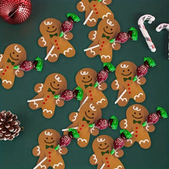 50pcs Christmas Gingerbread Man Lollipop Decoration Cards DIY Party Paper Card