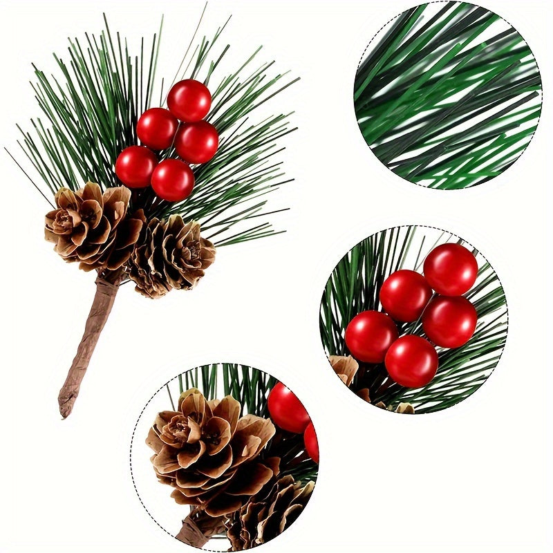 10pcs Mini Pine Needles Christmas Tree with Flowers and Bran