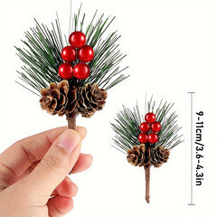 10pcs Mini Pine Needles Christmas Tree with Flowers and Bran