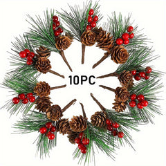 10pcs Mini Pine Needles Christmas Tree with Flowers and Bran