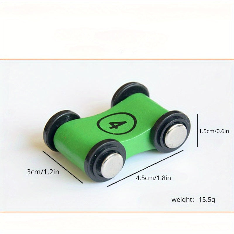 Inertial Mini Race Car Set Wooden Four Wheel Track Glide Cars