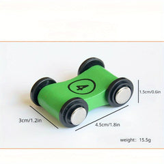 Inertial Mini Race Car Set Wooden Four Wheel Track Glide Cars