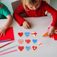 50pcs Hand Painted Wooden Heart Ornaments DIY Love Graffiti Accessories