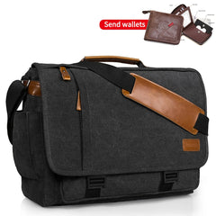 17 17 3 Inch Laptop Messenger Bag Waterproof Canvas with Spacious Interior