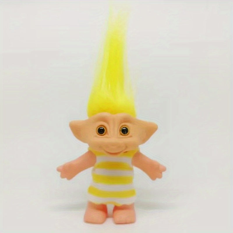 1pc 3.93in PVC Retro Troll Doll Nostalgia Doll Long Hair Magic Hair Toy