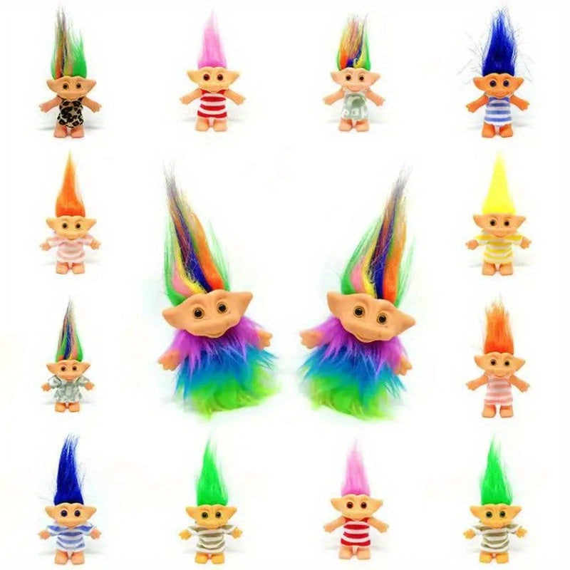 1pc 3.93in PVC Retro Troll Doll Nostalgia Doll Long Hair Magic Hair Toy