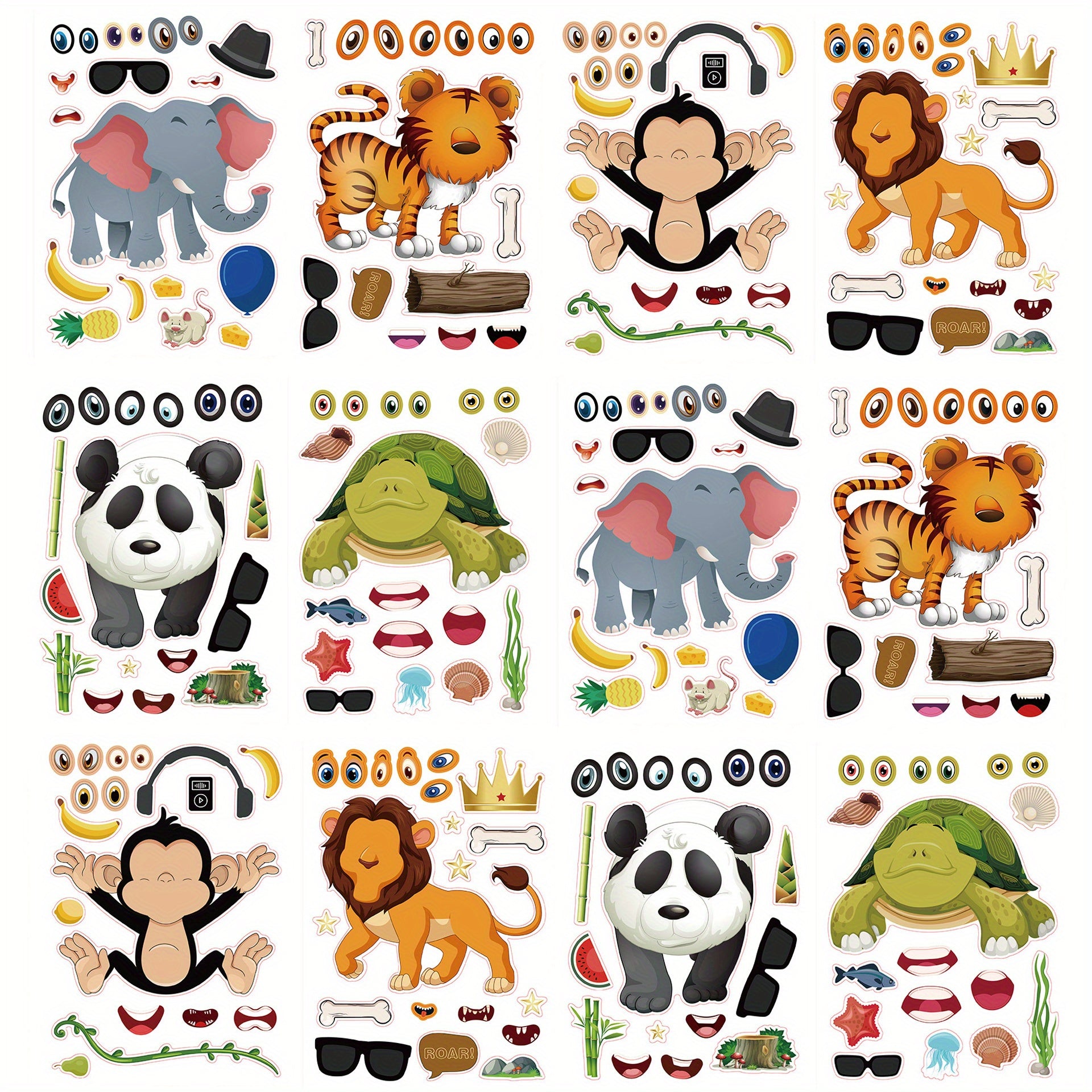 Whimsical Animal Stickers for DIY Decoration Arts & Crafts