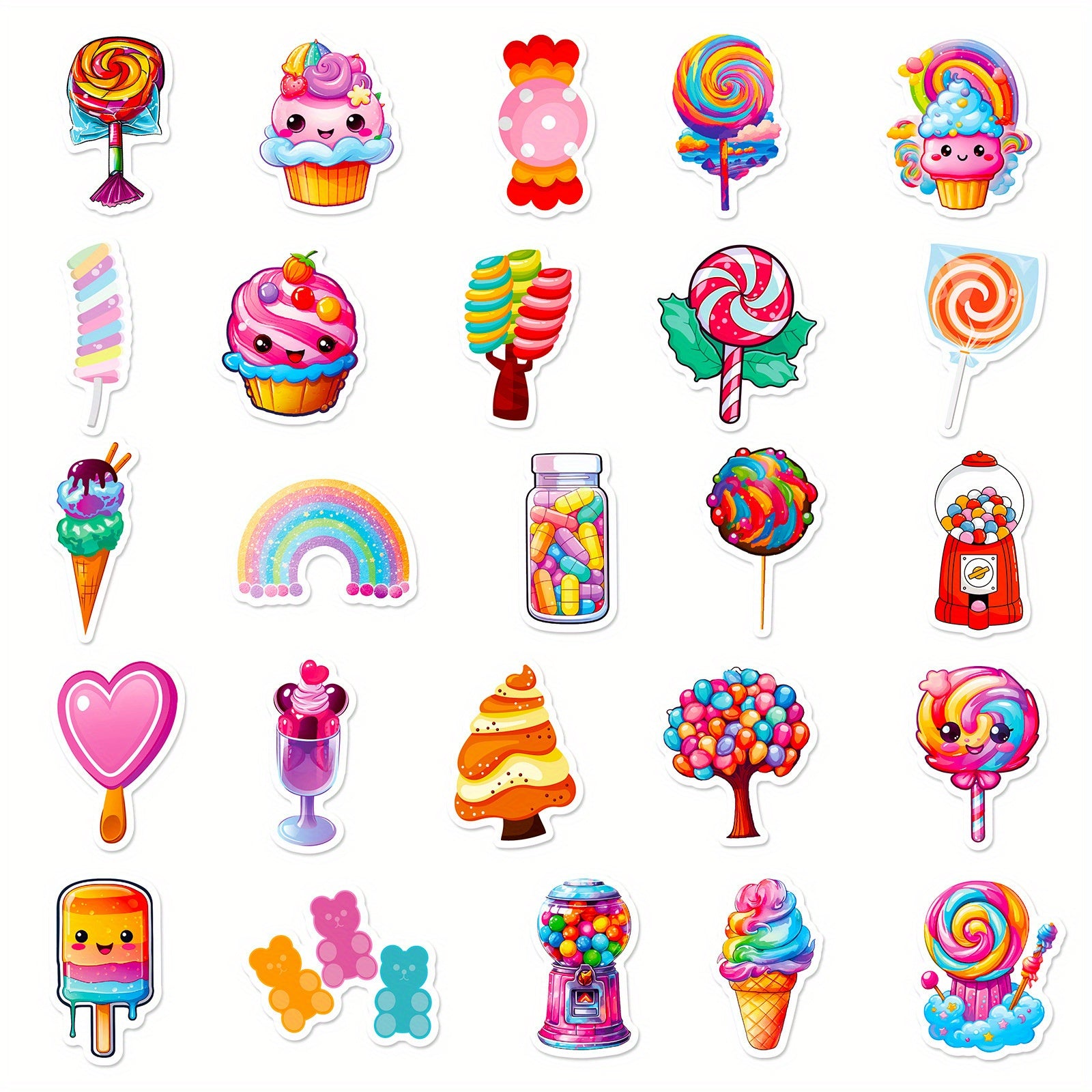 50pcs Colorful Candy Lollipop Vinyl Stickers for Skateboards Mobile Phones Cars