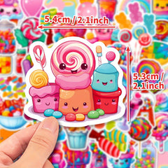 50pcs Colorful Candy Lollipop Vinyl Stickers for Skateboards Mobile Phones Cars