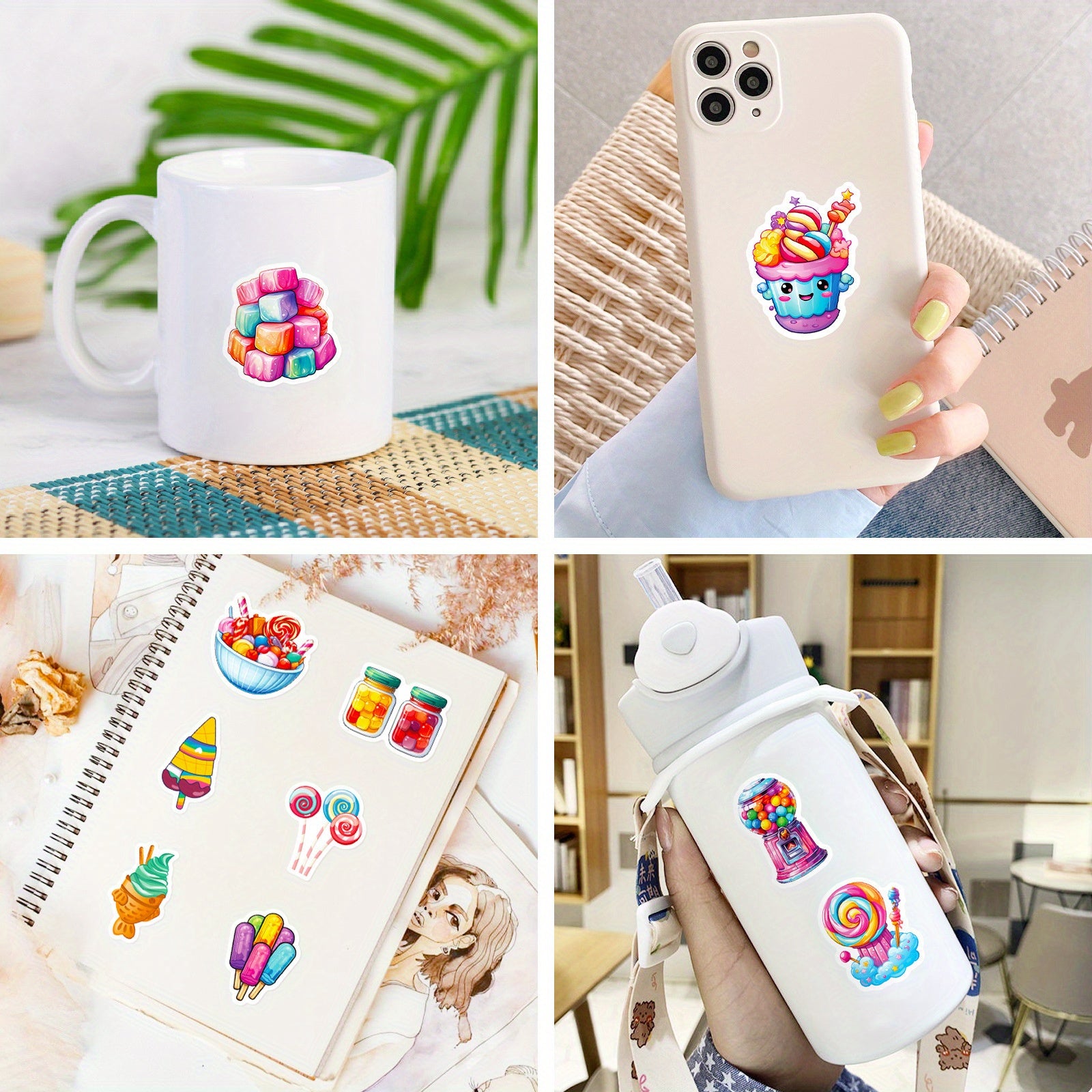 50pcs Colorful Candy Lollipop Vinyl Stickers for Skateboards Mobile Phones Cars