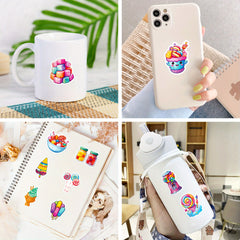 50pcs Colorful Candy Lollipop Vinyl Stickers for Skateboards Mobile Phones Cars