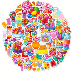 50pcs Colorful Candy Lollipop Vinyl Stickers for Skateboards Mobile Phones Cars
