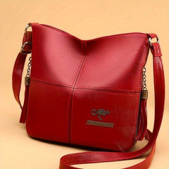 Vegan Leather Bucket Bag Durable Stitching Crossbody Style Solid Shoulder Purse