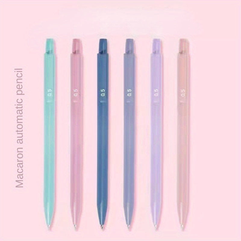 6pcs Morandi Solid Activity Pencil Press Pencil With Eraser