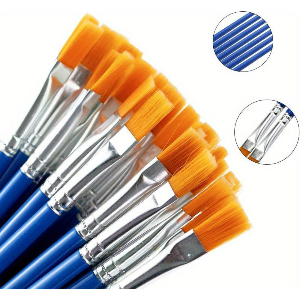 20pcs High Nylon Flat Paint Brushes Set for Watercolor and Artist Painting