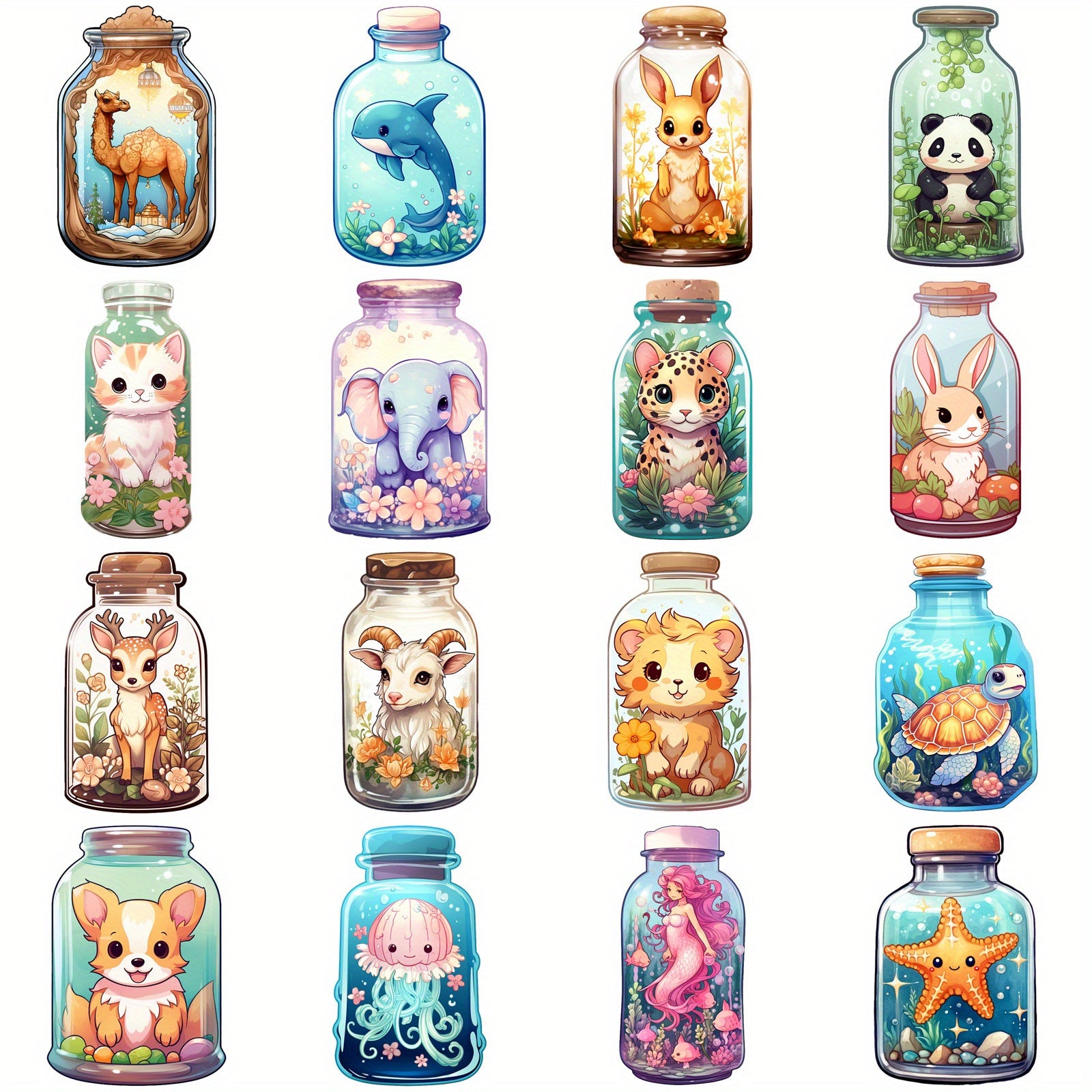 52pcs Unique Bottle Pattern Stickers Vinyl Waterproof Sticke