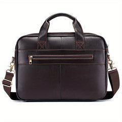 Men's Leather Briefcase Business Handbag For 15 inch Laptop Travel Shoulder Bag