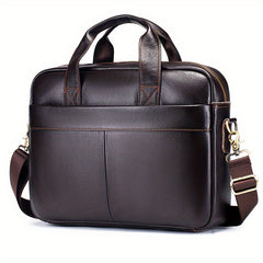 Men's Leather Briefcase Business Handbag For 15 inch Laptop Travel Shoulder Bag