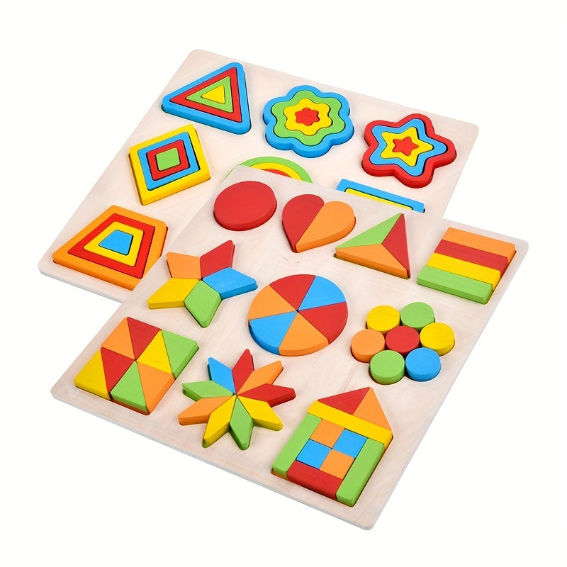 Wooden Geometric Shape Matching Puzzle for Kids