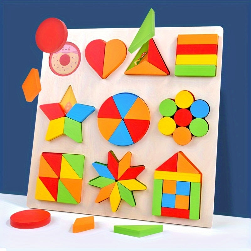 Wooden Geometric Shape Matching Puzzle for Kids