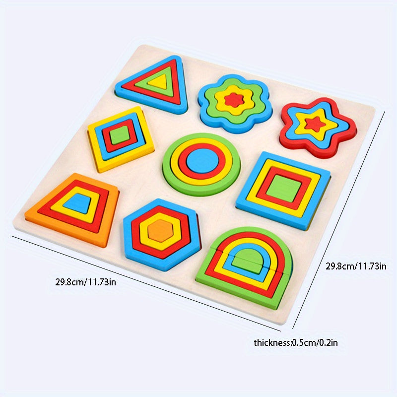 Wooden Geometric Shape Matching Puzzle for Kids