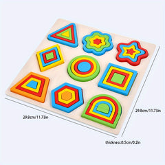Wooden Geometric Shape Matching Puzzle for Kids