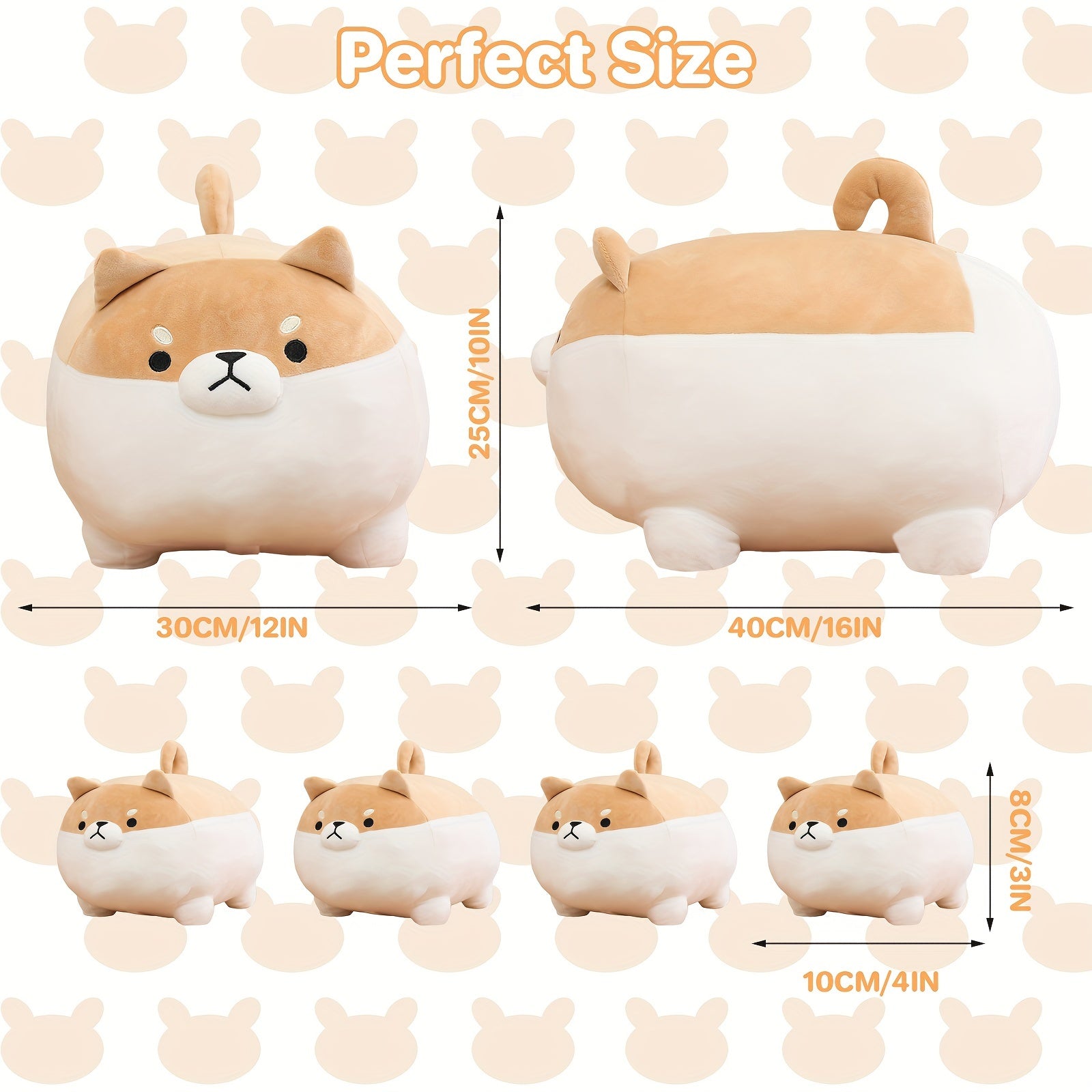 16" Shiba Inu Plush Toy with 4 Babies in Tummy, Soft Cuddly Stuffed Animal