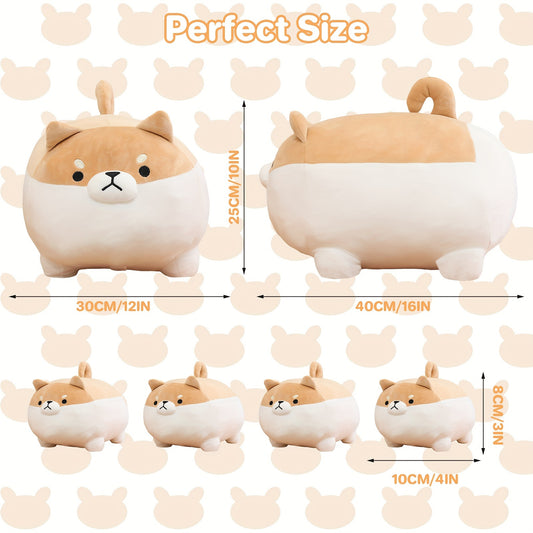 16" Shiba Inu Plush Toy with 4 Babies in Tummy, Soft Cuddly Stuffed Animal