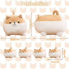 16" Shiba Inu Plush Toy with 4 Babies in Tummy, Soft Cuddly Stuffed Animal