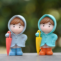 Girl Cartoon Raincoat Micro Landscape Decor