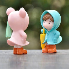 Girl Cartoon Raincoat Micro Landscape Decor