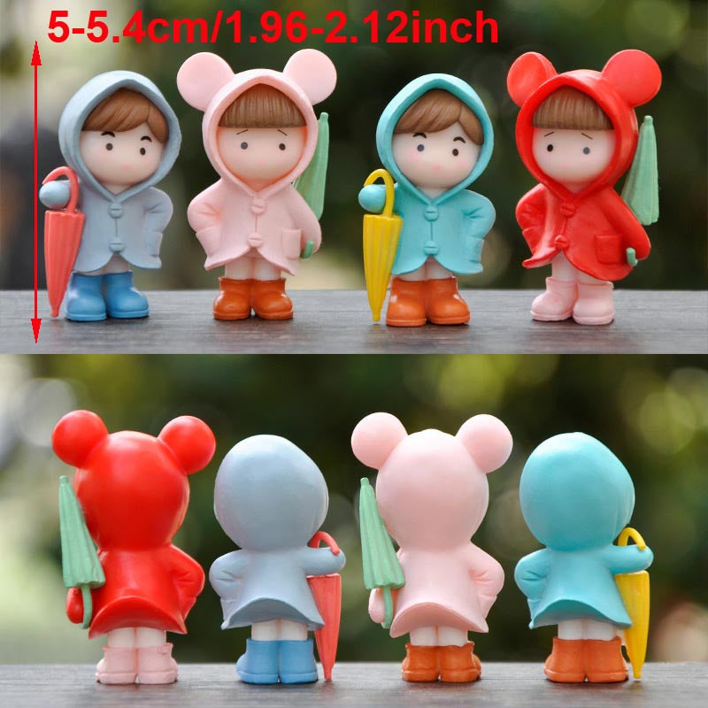 Girl Cartoon Raincoat Micro Landscape Decor