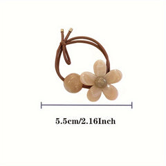 Retro Flower Hair Ties - Set of 3 - Sweet Designs for Women and Girls