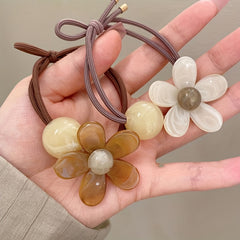 Retro Flower Hair Ties - Set of 3 - Sweet Designs for Women and Girls