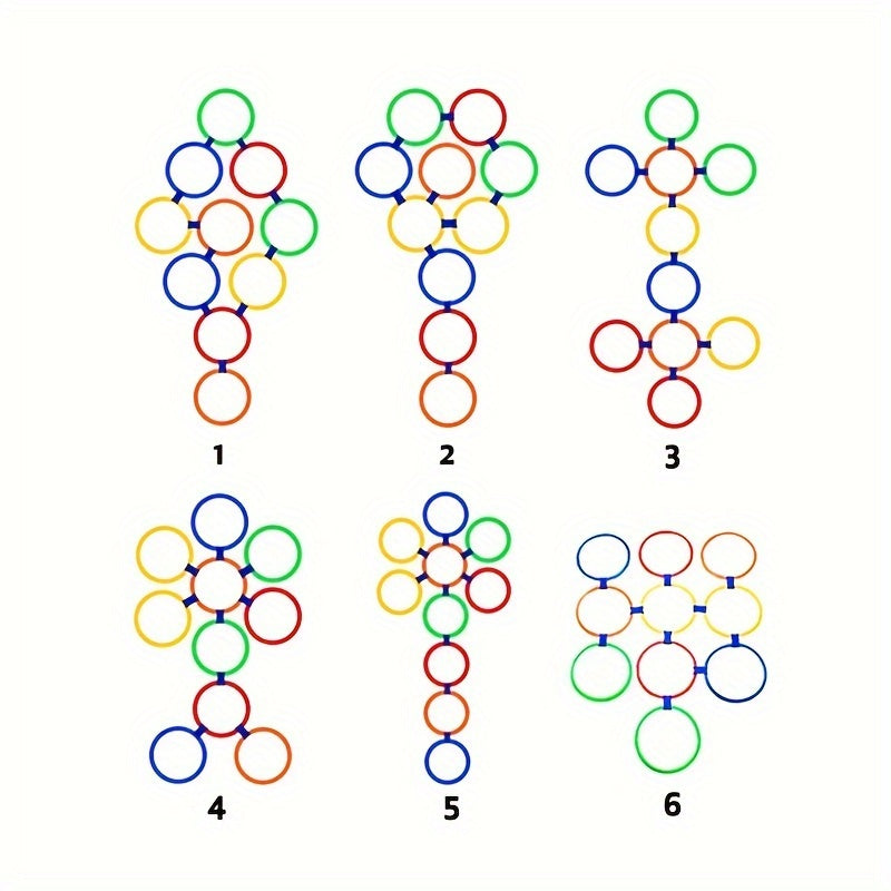 10pcs Agility Ring Set Multicolored Games for Balance & Coordination