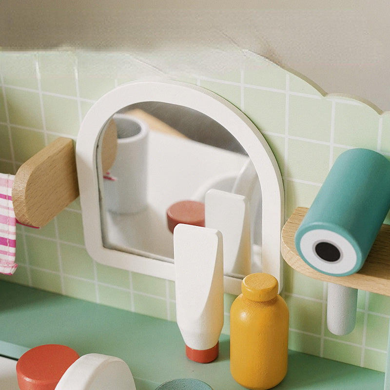 Wooden Pretend Play Washing And Dressing Table Toy
