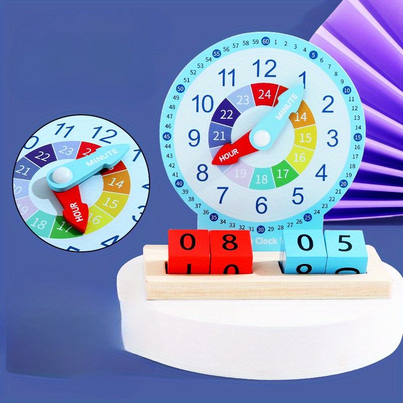 Wooden Early Education Alarm Clock Block Cube Game Learning Tools
