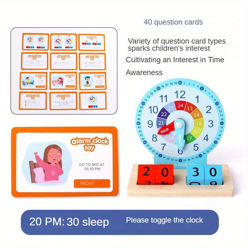 Wooden Early Education Alarm Clock Block Cube Game Learning Tools