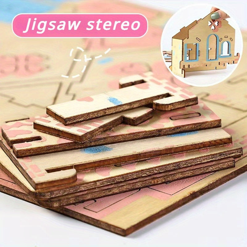 Wooden Puzzle 3D Assembling Model Toys