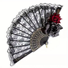 Gothic Rose Fan Halloween Accessory Retro Decoration
